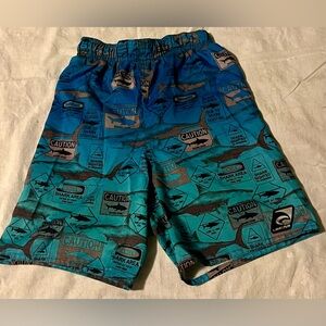 Kids Blue Shark Print Swim Shorts